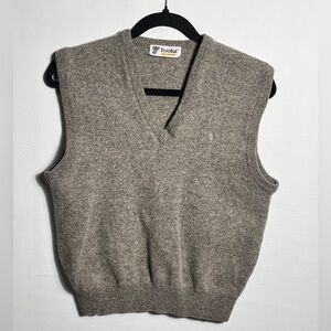 Tootal Lambswool Vintage Men's Tan/Gray Sweater Vest Large